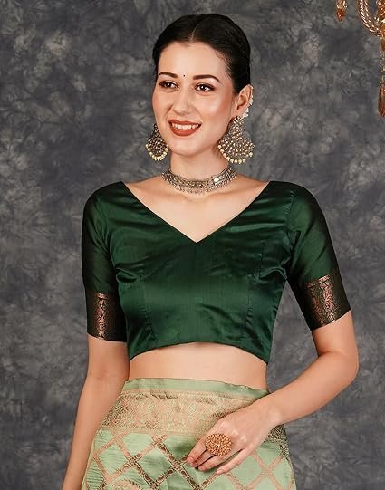SIRIL Women's Banarasi Jacquard Soft Silk Kanjeevaram Saree with Unstitched Blouse Piece - Image 5