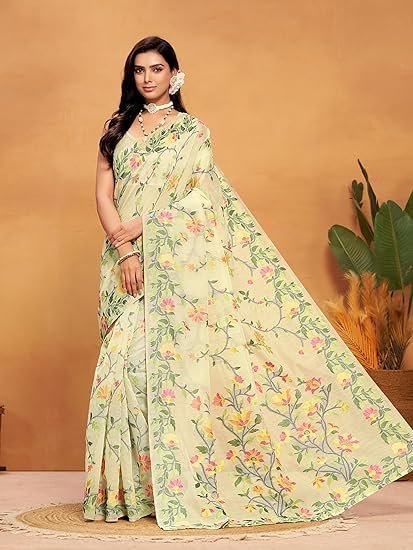 EthnicJunction Women's Pure Cotton Woven Saree With Blouse Piece - Image 4