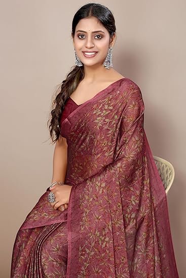 MIRCHI FASHION Women's Chiffon Floral Printed Saree with Blouse Piece - Image 3