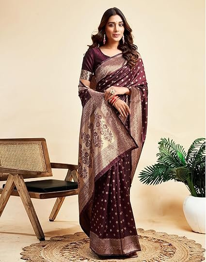 SIRIL Women's Banarasi Soft Silk Saree Pure Silk with Unstitched Blouse Piece - Image 4