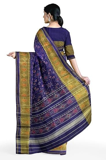 Garvi Gurjari (A Gujarat Govt Enterprise Women Blue Shaded Handloom Single Ikat Silk Patola Saree (GGCSIKS111) - Image 5