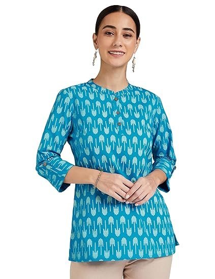 Myx Women's Printed Regular Cotton Short Kurti