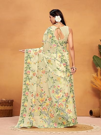 EthnicJunction Women's Pure Cotton Woven Saree With Blouse Piece - Image 5