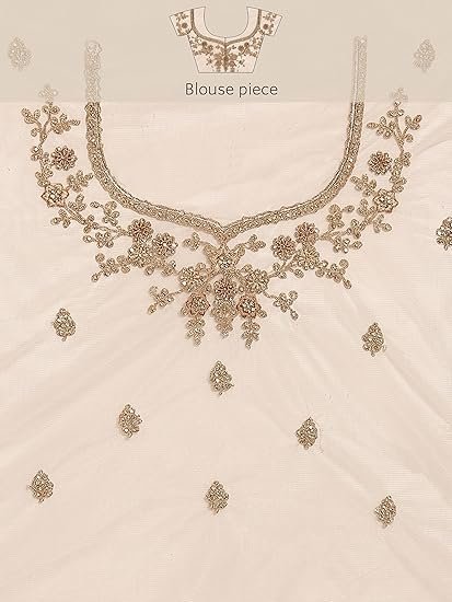 MOHEY Women's Net Embroidered|Stone Work| Saree - Image 6