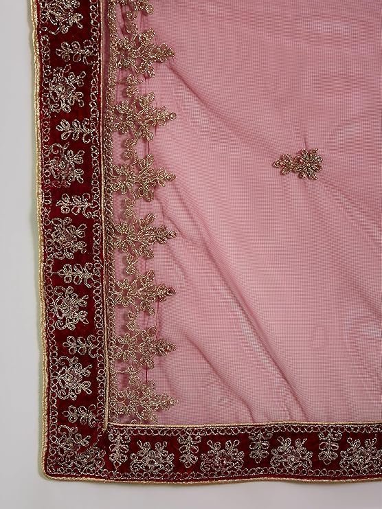 Women'S Maroon Semi-Stiched Heavy Zari Embroidery Velvet Lehenga Choli (MRSSKTVVH7734) - Image 3