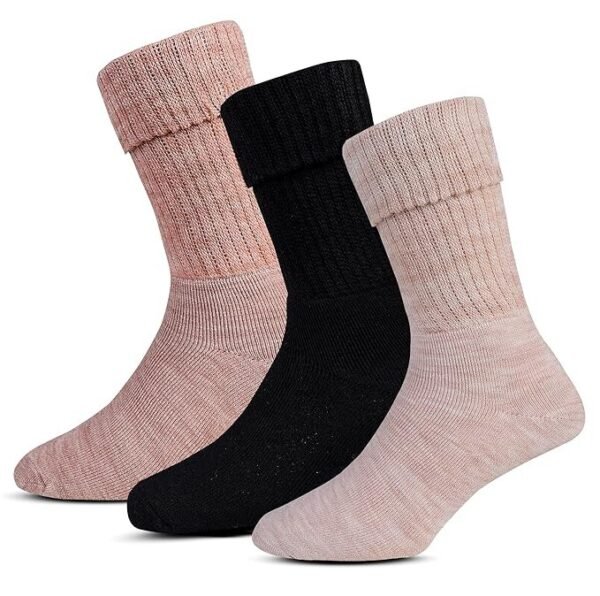 RC. ROYAL CLASS Women Calf Length Towel Terry Thick Woolen Winter Wear Socks, Cushioned Warm Thermal Socks For Women (Pack of 3 Pairs)