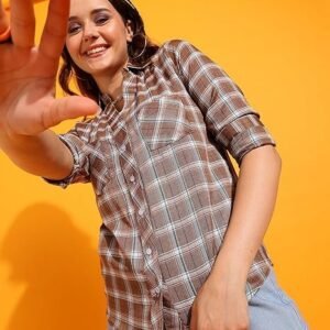 harshiv Enterprise Women's Checkered Full Sleeve Shirt | Stylish Casual and Office Wear | Comfortable, Breathable Fabric | Perfect for Daily, Travel, and Semi-Formal Look