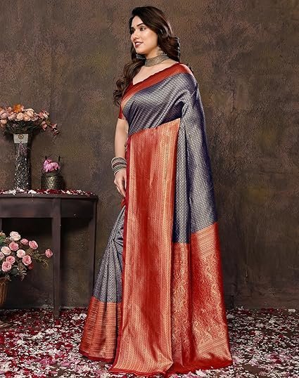 Yashika Women's Banarasi Kanjivaram Art Silk Saree with Blouse Material - Image 4