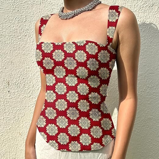 Aahwan Printed Square Neck Sleeveless Backless Short Indo-Western Ethnic Kurti Top for Women's & Girl's Ethnic Top for Women's & Girl's - Image 5