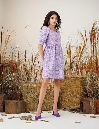 Symbol Women's Cotton Fit and Flare One Piece Knee-Length Dress - Image 5