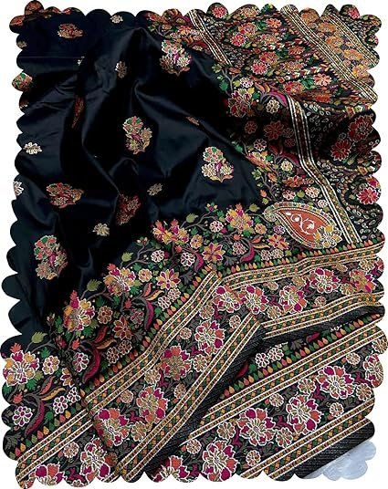 Veglari Women's Kanchipattu Phasmina Silk Hand Work Pure Jari Wewing Original Kanjivaram Jacqurad Rajwadi Print Kalmkari Sarees With Blouses Piecs And Zalar - Image 4
