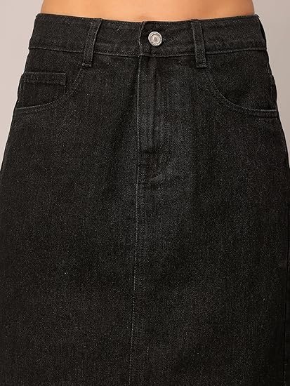 Dolce Crudo Women's Regular Fit Mid Rise Midi Denim Skirt (DOSS23DEN09-12-522-38, Peacock Blue, 38) - Image 5
