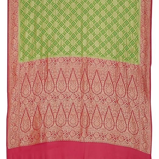 Banarasi Silk Works Women's Green Pure Khaddi Saree - Image 5