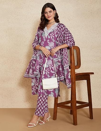 Myx Women's Blend Regular Cotton Rich Printed Kurta Pant Set with Dupatta - Image 4