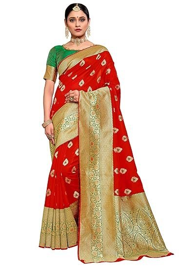 Glory Sarees Women’s Banarasi Silk Saree With Blouse Piece (Kara138_Parent)