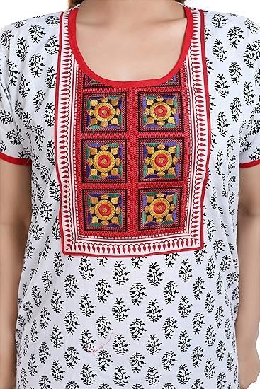 TRUNDZ Women's Cotton Embroidered Maxi Nighty (NTY2378_White_Free Size) - Image 5