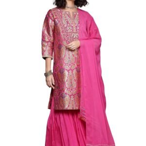 Aarke Ritu Kumar Pink Yasmine Festive Kurta With Palazzo And Dupatta