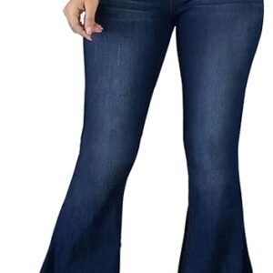 Bell Bottom Jeans for Women Ripped High Waisted Classic Flared Denim Pants, Blue2402, Small