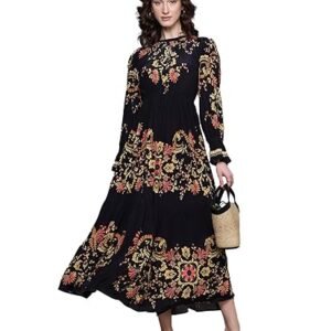 Black Itzel Crepe Long Dress