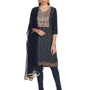 Women Art Silk Straight Embroidered Suit Set