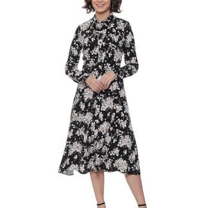 Womens Rayon Blend Floral Viscose Collared Neck Regular Fit Shirt Dress