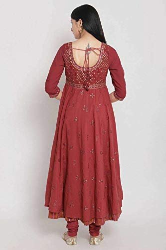 Women Cotton Anarkali Kurta Churidar Suit Set - Image 3