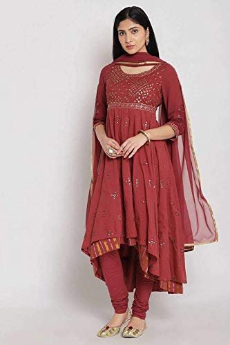 Women Cotton Anarkali Kurta Churidar Suit Set - Image 2
