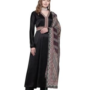 Black Moxy Anarkali Kurta With Pant And Dupatta