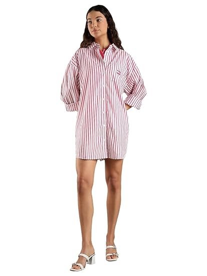 Cotton Spread Collar Shirt Dress