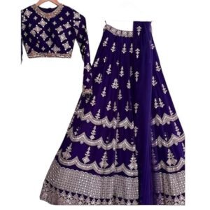 Women's Georgette Embroidered Semi Stitched Lehenga Choli