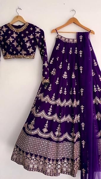 Women's Georgette Embroidered Semi Stitched Lehenga Choli - Image 2