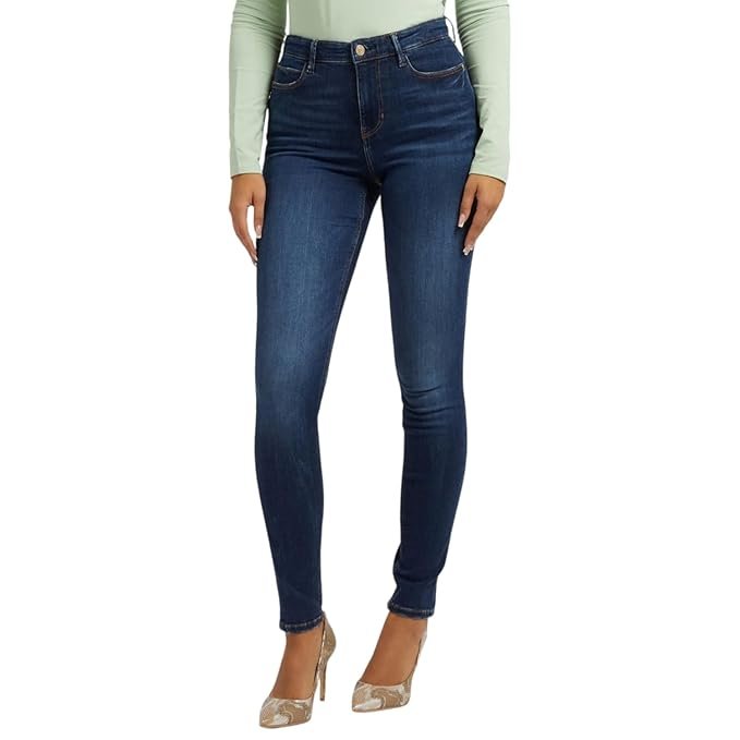 Cotton Blend Skinny Mid Rise Jeans