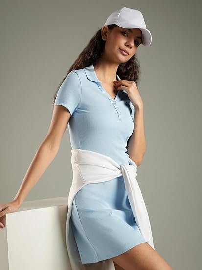 Cotton Polo Collar T-Shirt Dress