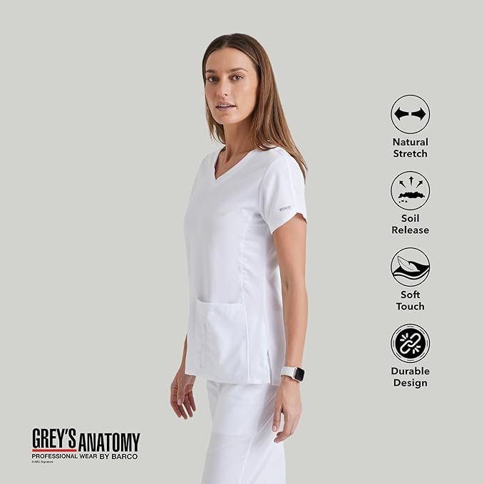 Grey's Anatomy Women's Cora Top, Crossover V-Neck Medical Scrub Top w/ 4 Pockets & Tulip Sleeves - Image 3