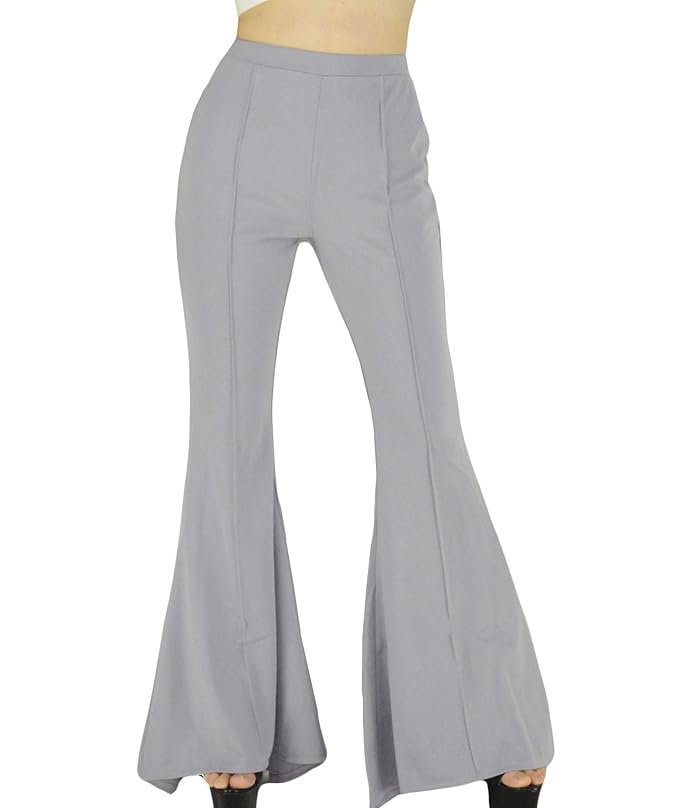 Women's High Waisted Flare Long Palazzo Pants Stretchy Bell Bottom Wide Leg Trousers - Image 3