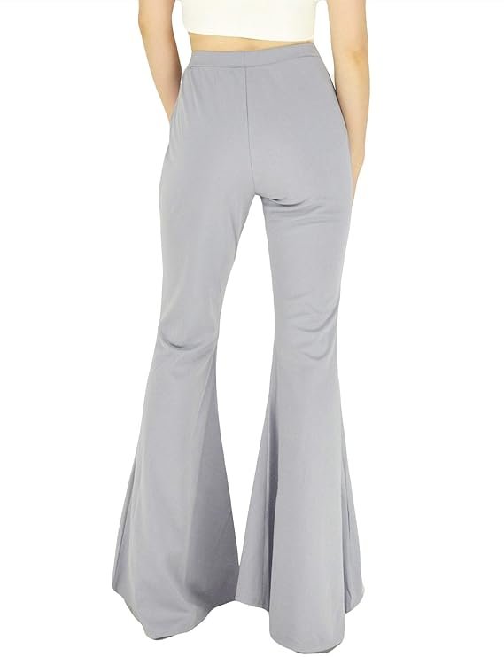 Women's High Waisted Flare Long Palazzo Pants Stretchy Bell Bottom Wide Leg Trousers - Image 4