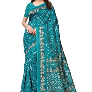 SHOPPING Latest Designed Bandhani Saree With Blouse Material, Color Blue