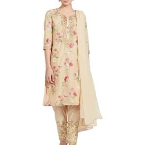 Women Poly Cotton Straight Printed Suit Set