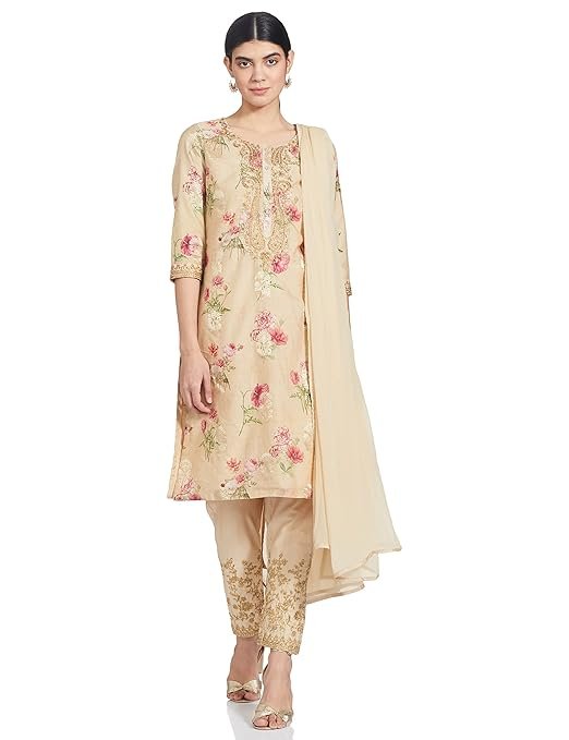 Women Poly Cotton Straight Printed Suit Set