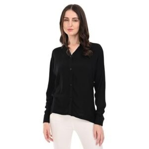 women's plain black shirt - rayon material | casual & office wear
