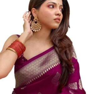 Women's c j enterprise women's kanjivaram art silk saree soft banarasi style sari with blouse piece for wedding (pari122-51)