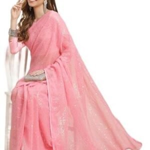 Women's pure fancy georgette embroidery saree rich pallu design lace zari work trendy occassion wear