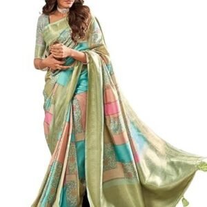 women's banarasi silk saree pure silk kanjivaram saree with unstitched blouse piece