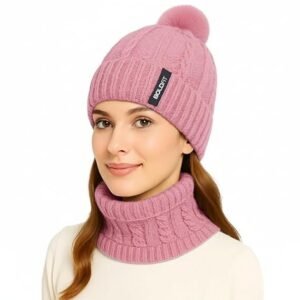 Women's woolen winter cap for women with neck warmer soft woolen cap for girls in winter for thermal wear stylish warm wear for girls woolen garam topaa cap branded bennies pink