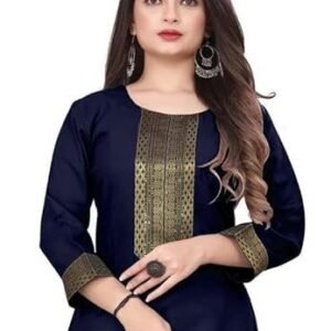 Women's plain cotton golden lace border pattern casual kurtis kurta for girls & women