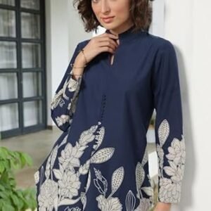 Women's jisora women's blue printed pure cotton co-ord set
