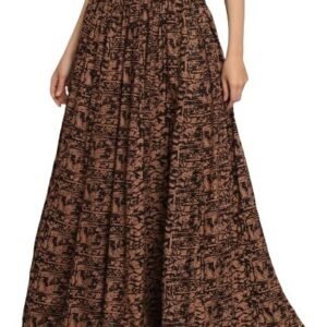 Women's nypa women ethnic wear gota lacs work gota lacs work printed flared full length long skirt- brown