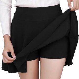 Women's mehrang girl's/women's classic stretchy all time trendy skater skirt with attached inner shorts and flared inskirt