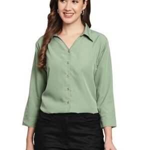 Women's funday fashion women's crepe regular fit solid v collered casual shirt