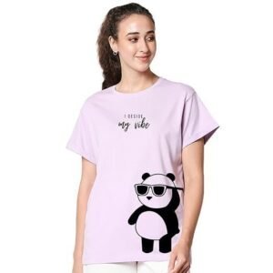 women's graphic printed 100% cotton t-shirt - boyfriend fit, round neck, half sleeve